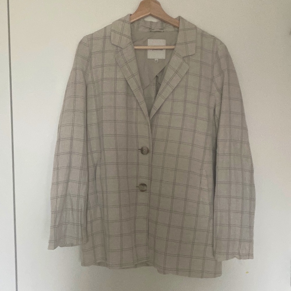 Madewell Dorset Linen Blazer in Windowpane Pattern